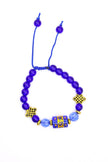 Blue Evil Eye Adjustable Bead Bracelet | Lucky Protection Charm Bracelet | Designer Crystal & Gold Accent Bracelet for Men & Women