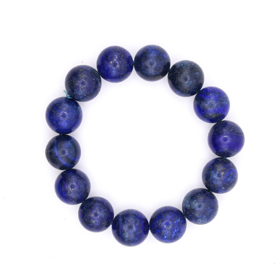 Natural Lapis Lazuli Bead Bracelet | Deep Blue Healing Crystal Bracelet | Premium Stretch Bracelet for Men & Women