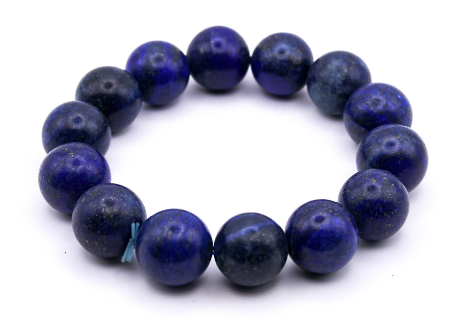 Natural Lapis Lazuli Bead Bracelet | Deep Blue Healing Crystal Bracelet | Premium Stretch Bracelet for Men & Women