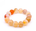 Natural Orange Agate Bead Bracelet | Healing Crystal Stretch Bracelet | Glossy Gemstone Bracelet for Men & Women