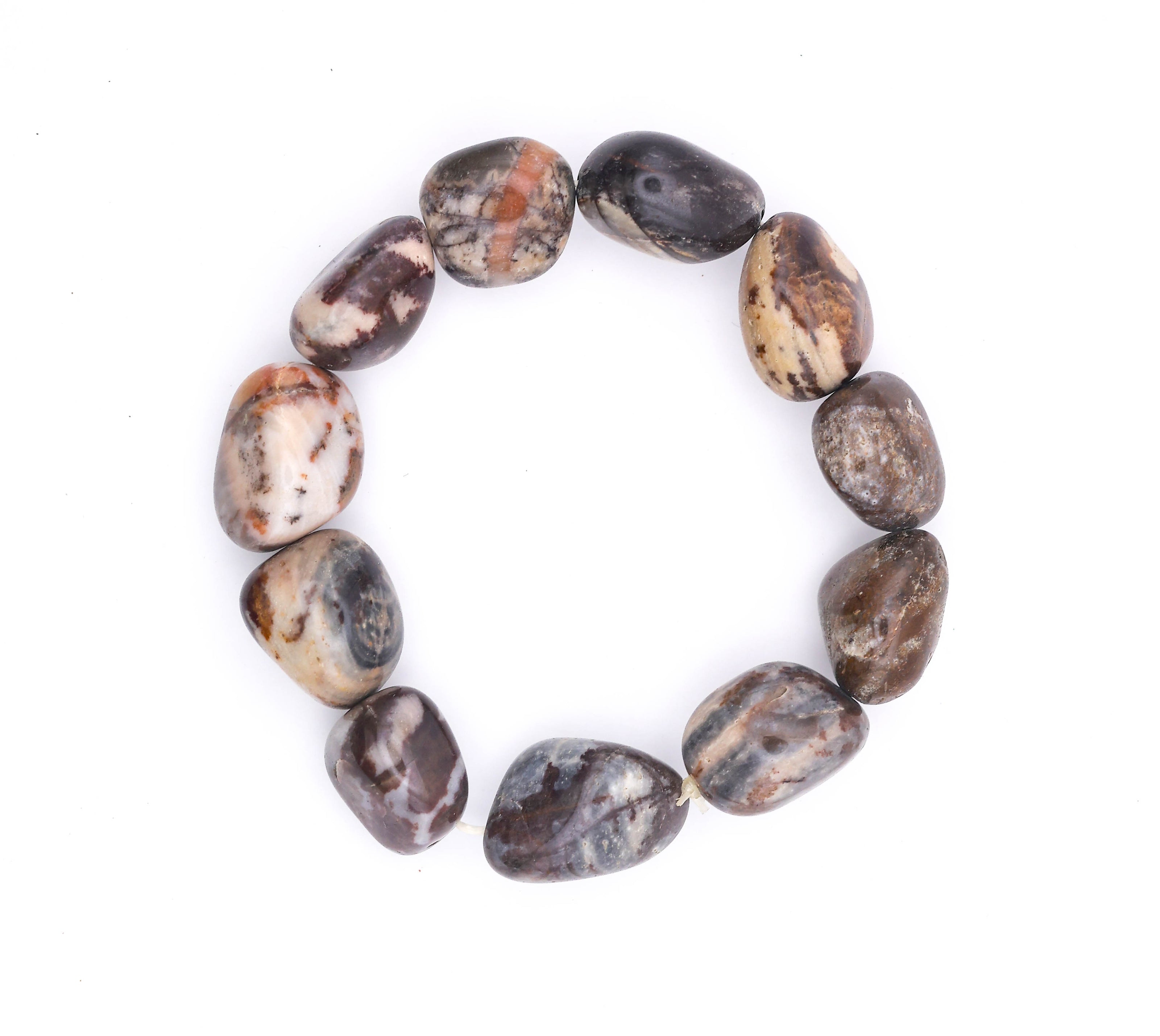 Natural Polished Agate Stone Bracelet | Handmade Healing Crystal Bracelet for Grounding & Positive Energy