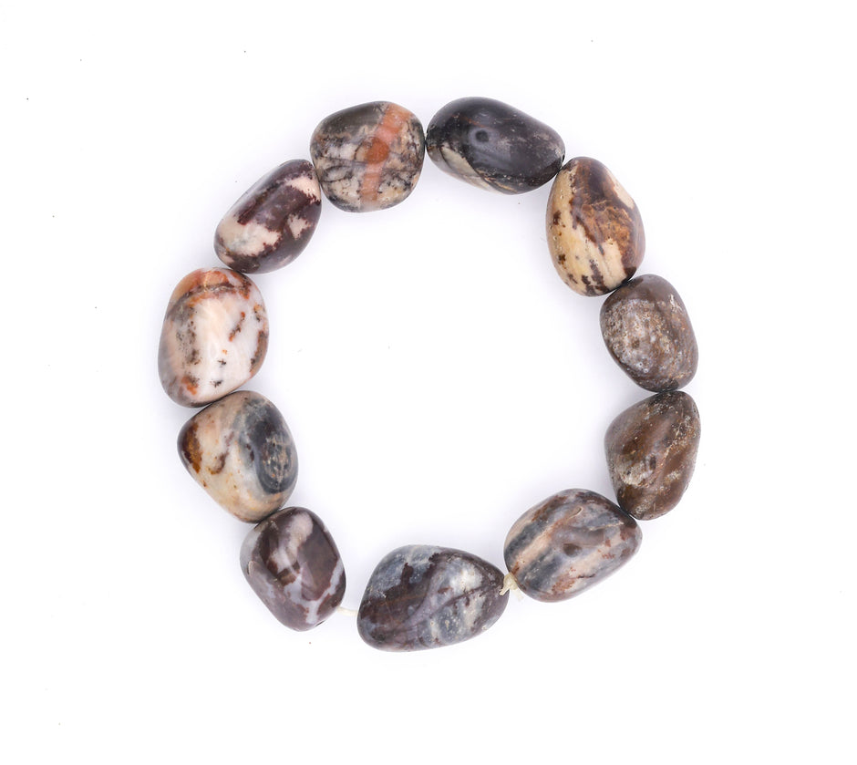 Natural Polished Agate Stone Bracelet | Handmade Healing Crystal Bracelet for Grounding & Positive Energy
