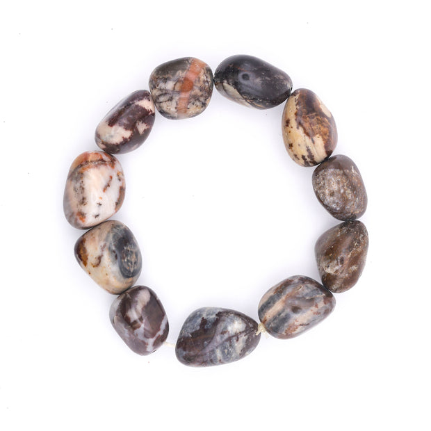 Natural Polished Agate Stone Bracelet | Handmade Healing Crystal Bracelet for Grounding & Positive Energy