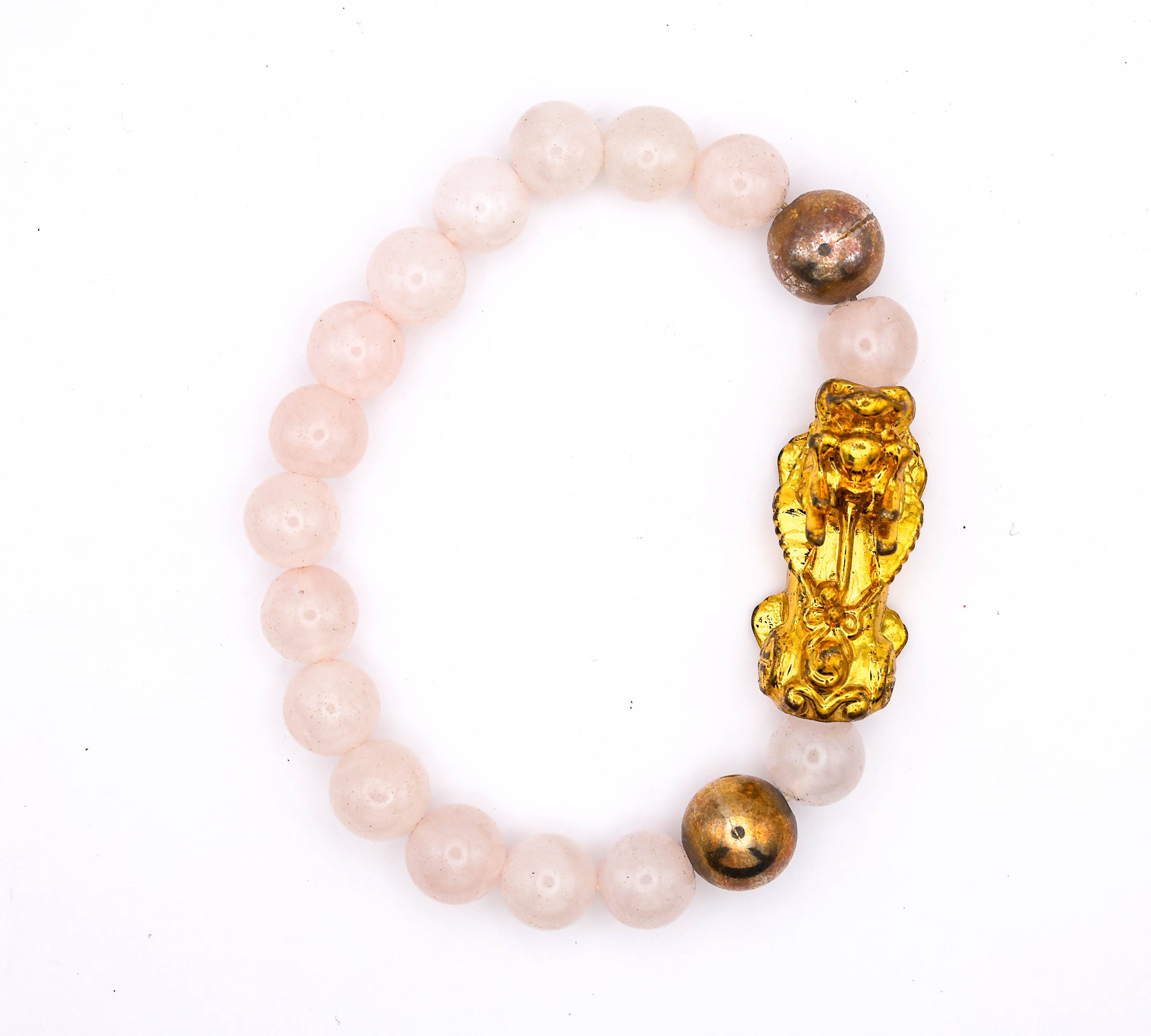 Natural Rose Quartz Bracelet with Pixiu Charm | Feng Shui Love, Wealth & Healing Crystal Bracelet