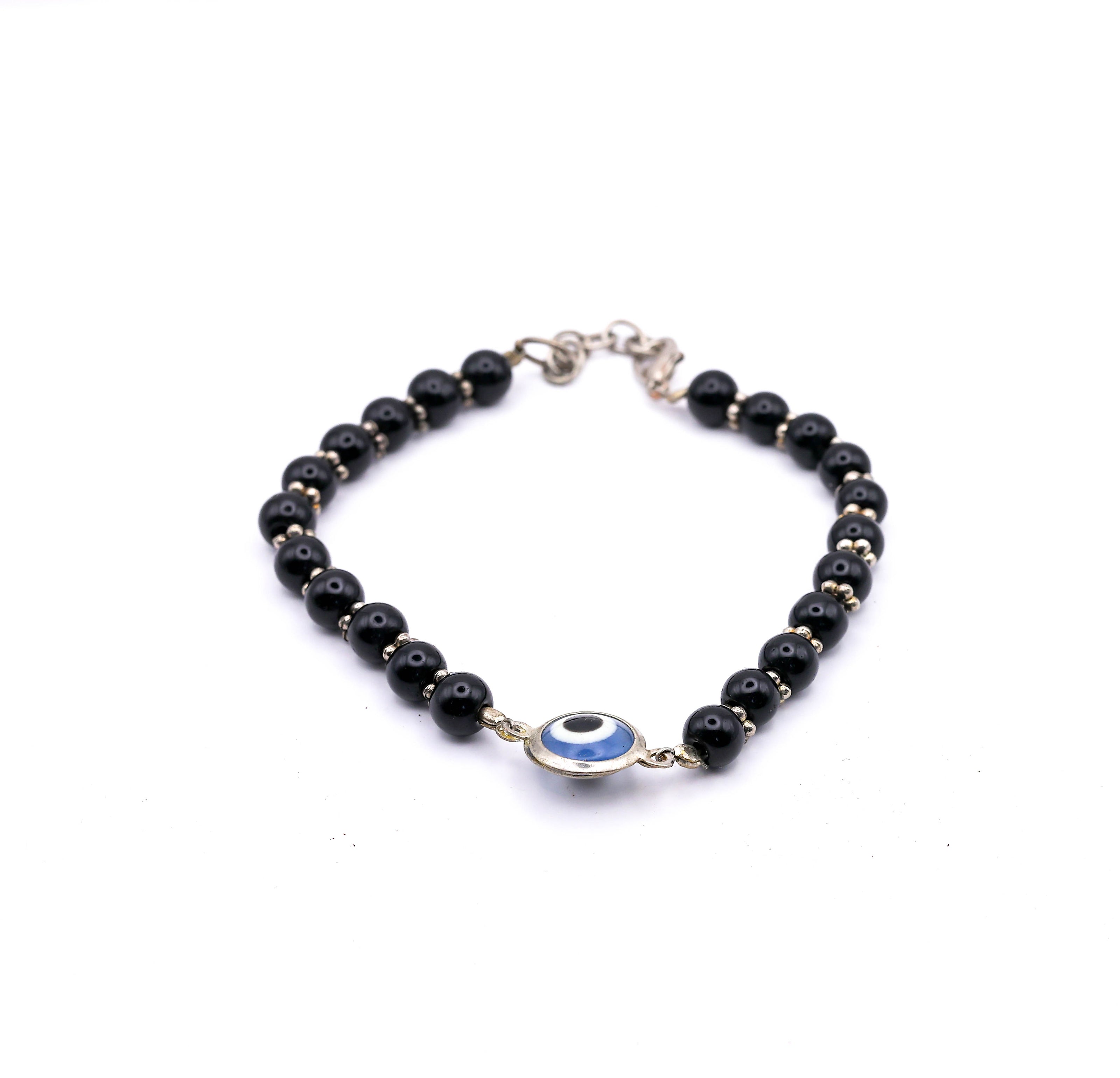 Black Onyx Evil Eye Bracelet – Beaded Nazar Protection Bracelet for Positivity, Style & Good Luck