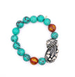 Turquoise Beaded Bracelet with Lord Ganesha Charm – Spiritual Crystal Bracelet for Positivity, Protection & Good Luck