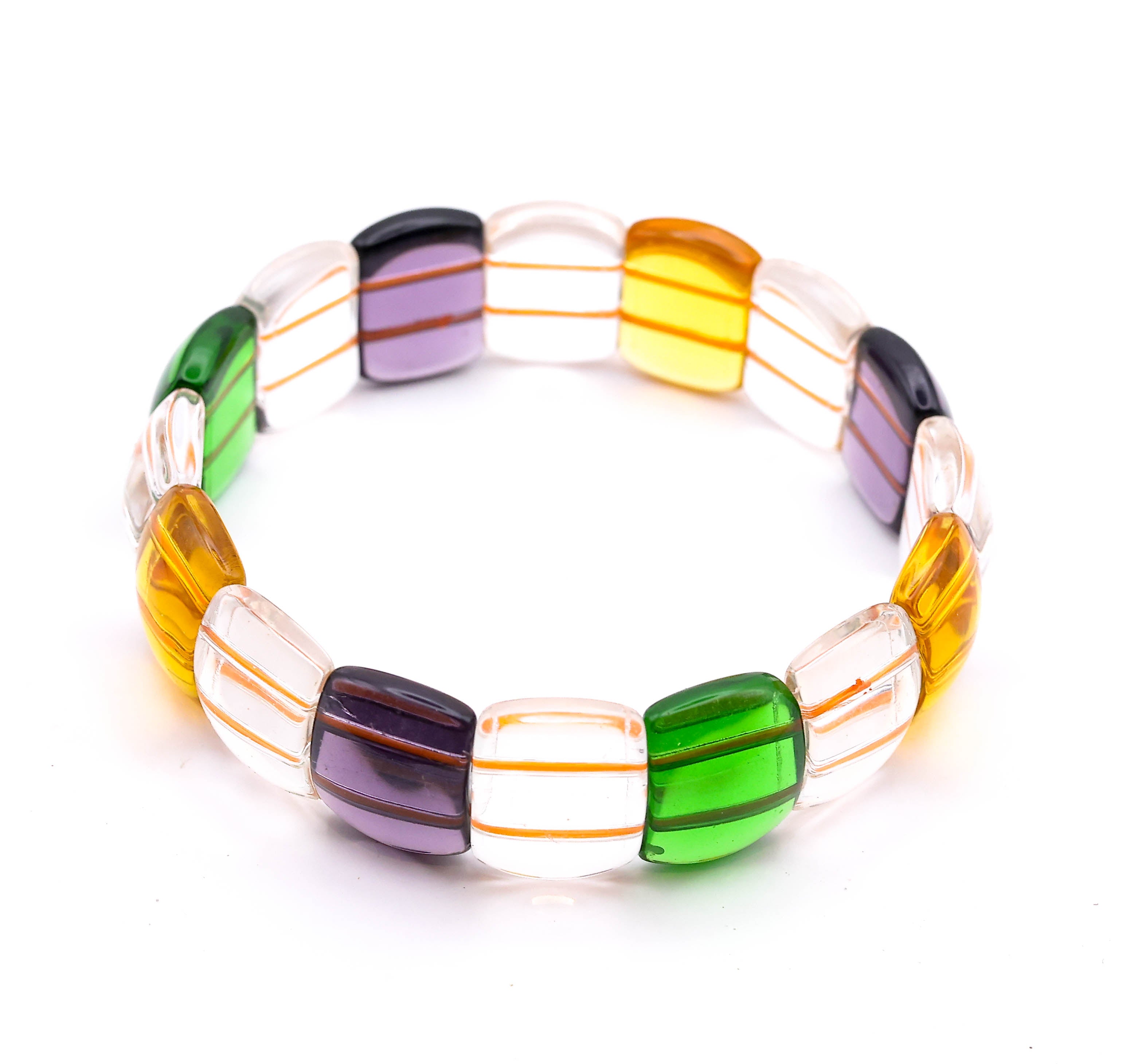 Multicolor Glass Bead Stretch Bracelet – Handmade Colorful Fashion & Spiritual Jewelry