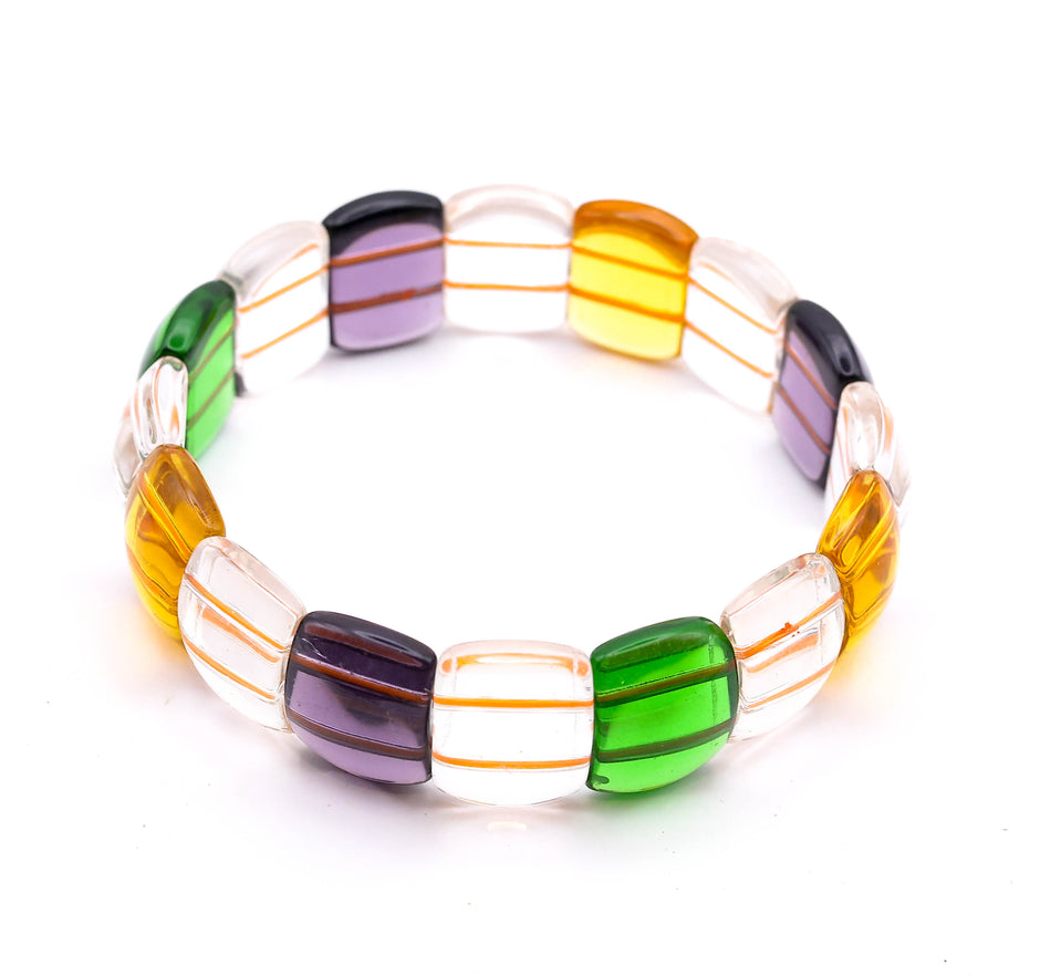 Multicolor Glass Bead Stretch Bracelet – Handmade Colorful Fashion & Spiritual Jewelry