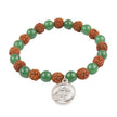 Rudraksha & Green Stone Bracelet with Om Charm – Spiritual Yoga & Meditation Jewelry