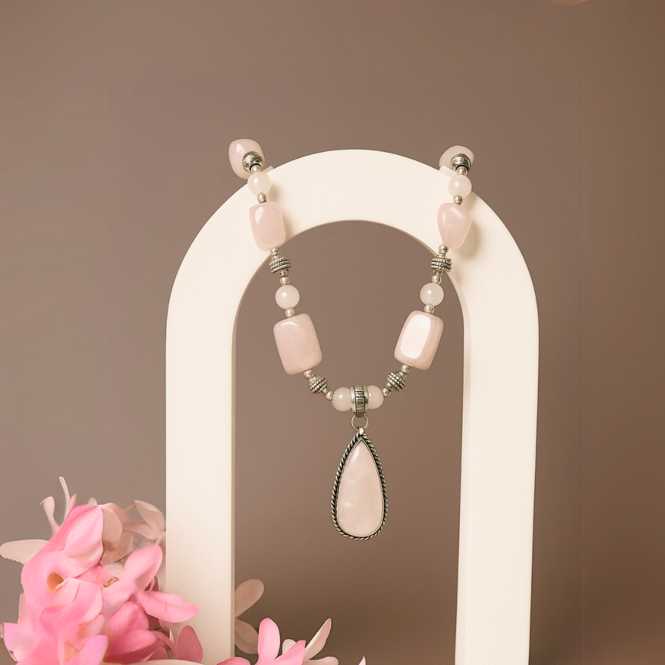 Rose Quartz Healing Necklace – Love, Self-Care & Emotional Balance Crystal Pendant | Natural Stone Jewelry