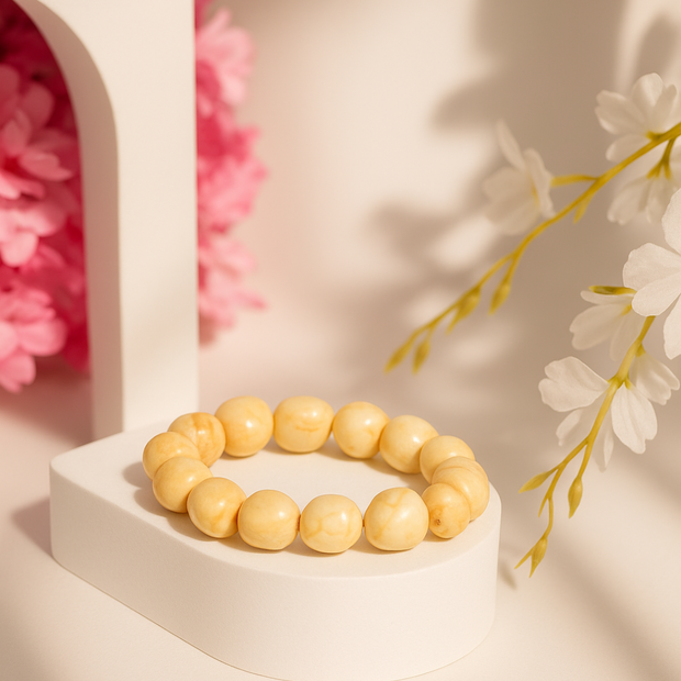 Natural Yellow Beaded Bracelet for Women | Handmade Stretch Bracelet | Elegant Minimal Jewelry