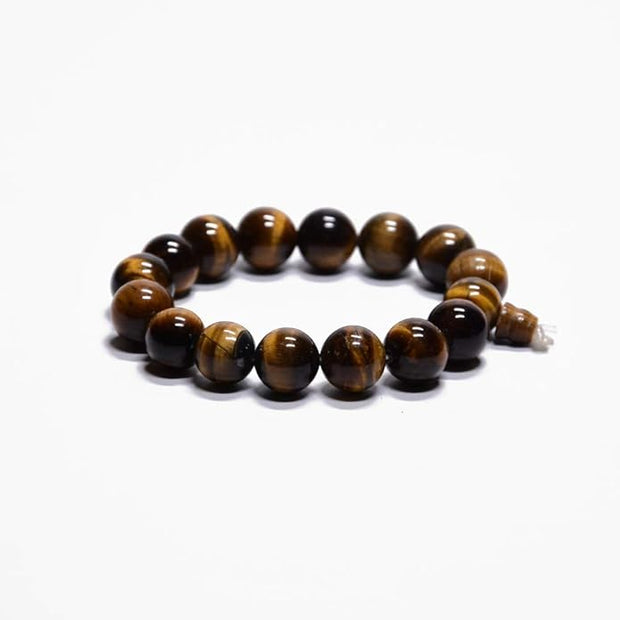 Natural Tiger Eye Beaded Bracelet – Handmade Stone Jewelry for Protection & Confidence
