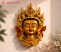 Tibetan Buddha Wall Mask – Handcrafted Spiritual Home Decor with Gold & Gem Accents