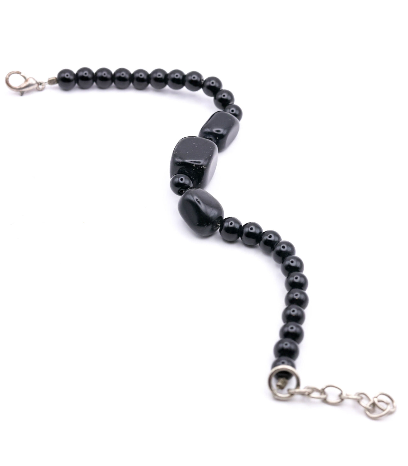 Black Onyx & Gemstone Bracelet – Handmade Unisex Jewelry with Silver Clasp