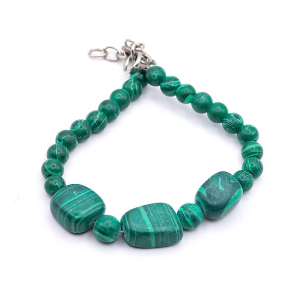 Natural Malachite Bracelet – Handmade Green Gemstone Jewelry for Balance & Style