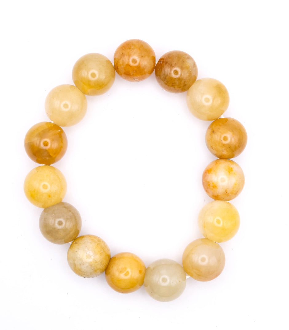 Natural Yellow Jade Beaded Bracelet – Handmade Healing Stone Jewelry for Men & Women