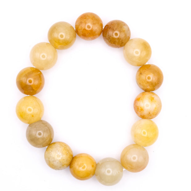 Natural Yellow Jade Beaded Bracelet – Handmade Healing Stone Jewelry for Men & Women