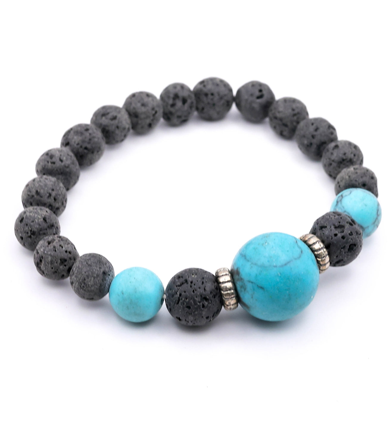 Lava Stone & Turquoise Bead Bracelet – Natural Healing Energy Bracelet for Men & Women