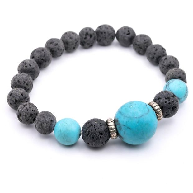 Lava Stone & Turquoise Bead Bracelet – Natural Healing Energy Bracelet for Men & Women