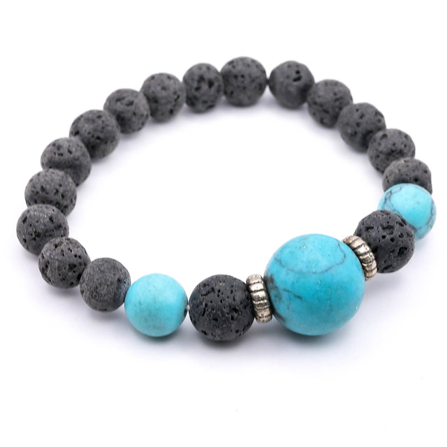 Lava Stone & Turquoise Bead Bracelet – Natural Healing Energy Bracelet for Men & Women