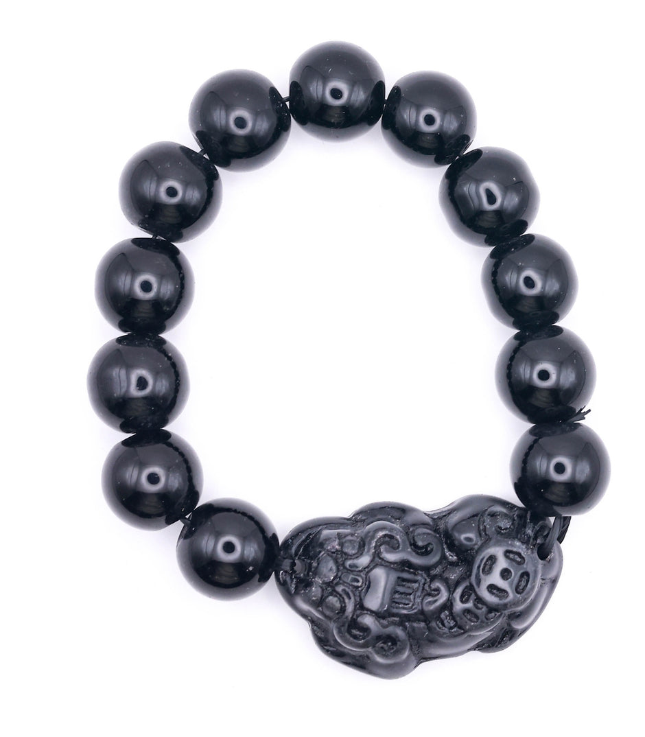 Black Pi Xiu Beaded Bracelet – Feng Shui Protection & Wealth Bracelet for Men & Women