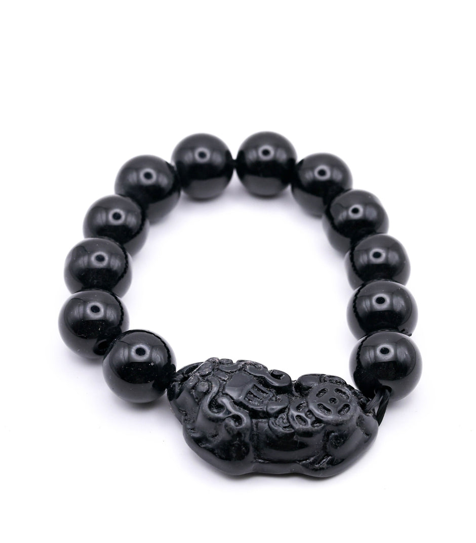 Black Pi Xiu Beaded Bracelet – Feng Shui Protection & Wealth Bracelet for Men & Women