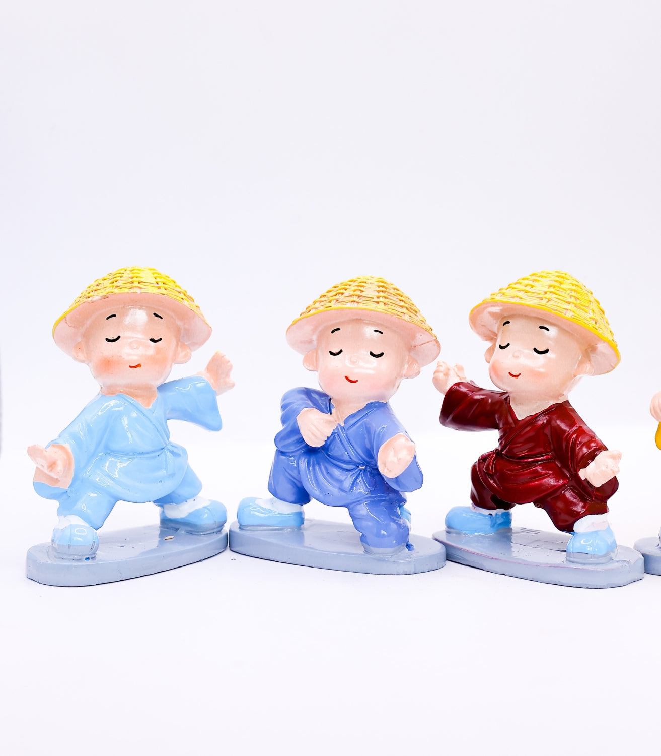Mini Dancing Monk Figurines – 3 Colorful Happy Buddha Monks for Home, Office & Desk Décor