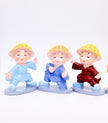 Mini Dancing Monk Figurines – 3 Colorful Happy Buddha Monks for Home, Office & Desk Décor