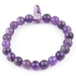 Natural Amethyst Stone Beaded Bracelet | Purple Crystal Healing Bracelet for Calm, Protection & Positive Energy | Stretchable Unisex Jewelry