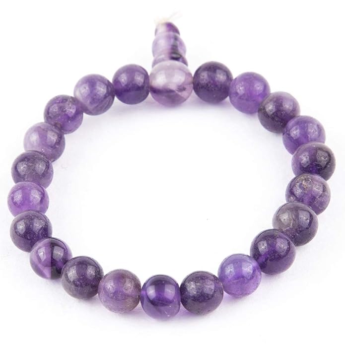Natural Amethyst Stone Beaded Bracelet | Purple Crystal Healing Bracelet for Calm, Protection & Positive Energy | Stretchable Unisex Jewelry