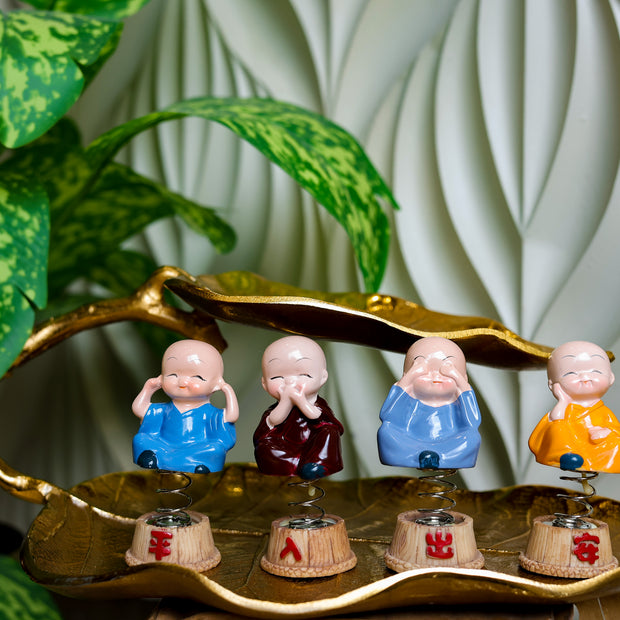 Cute Baby Monk Buddha Showpiece with Mala | Feng Shui Peace & Meditation Idol | Home & Office Decor Gift
