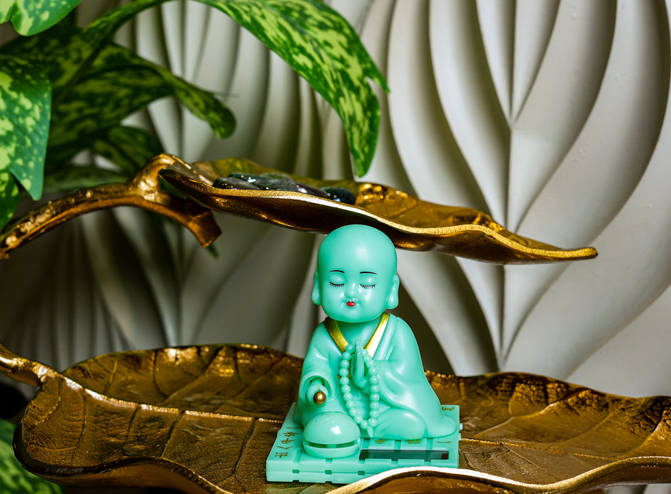 Cute Baby Monk Buddha Showpiece with Mala | Feng Shui Peace & Meditation Idol | Home & Office Decor Gift