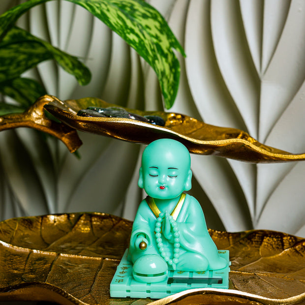Cute Baby Monk Buddha Showpiece with Mala | Feng Shui Peace & Meditation Idol | Home & Office Decor Gift