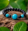 Natural Lava Stone & Turquoise Bead Bracelet – Natural Healing Energy Bracelet for Men & Women