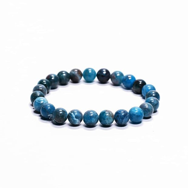 Natural Blue Apatite Crystal Bracelet – Handmade Gemstone Bead Stretch Bracelet for Men & Women