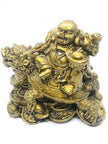 Golden Laughing Buddha on Dragon Turtle Statue – Feng Shui Wealth & Prosperity Decorative Idol