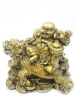 Golden Laughing Buddha on Dragon Turtle Statue – Feng Shui Wealth & Prosperity Decorative Idol