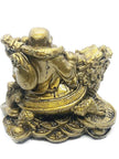 Golden Laughing Buddha on Dragon Turtle Statue – Feng Shui Wealth & Prosperity Decorative Idol