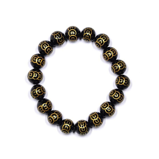 Black Mantra Bead Bracelet | Buddhist Om Mani Padme Hum Bracelet | Spiritual Protection & Energy Bracelet for Men & Women