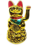Golden Maneki Neko Lucky Cat Statue | Wealth & Prosperity Feng Shui Showpiece | Waving Lucky Cat for Home & Office