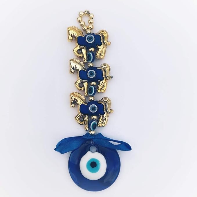 Blue Evil Eye Horse Wall Hanging for Protection & Good Luck | Nazar Suraksha Decorative Hanging for Home, Office & Car