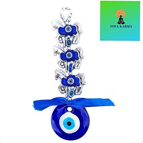 Evil Eye Hanging Wall Decor with Blue Nazar Protection Charm | Home Entrance Lucky Hanging & Gift Item