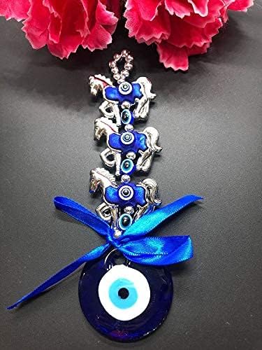 Evil Eye Hanging Wall Decor with Blue Nazar Protection Charm | Home Entrance Lucky Hanging & Gift Item