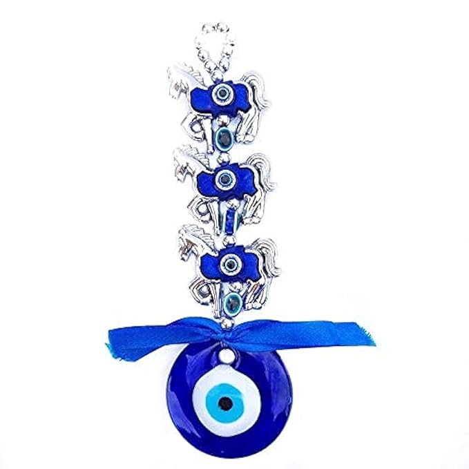 Evil Eye Hanging Wall Decor with Blue Nazar Protection Charm | Home Entrance Lucky Hanging & Gift Item