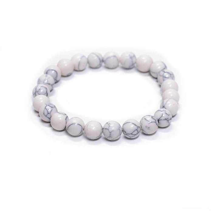 White Marble Stone Beads Bracelet – Healing Crystal Wrist Band | Minimalist Yoga & Meditation Jewelry