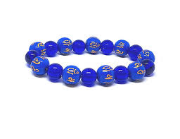 Blue Om Beads Bracelet – Spiritual Mantra Wrist Band | Yoga, Meditation & Healing Bracelet