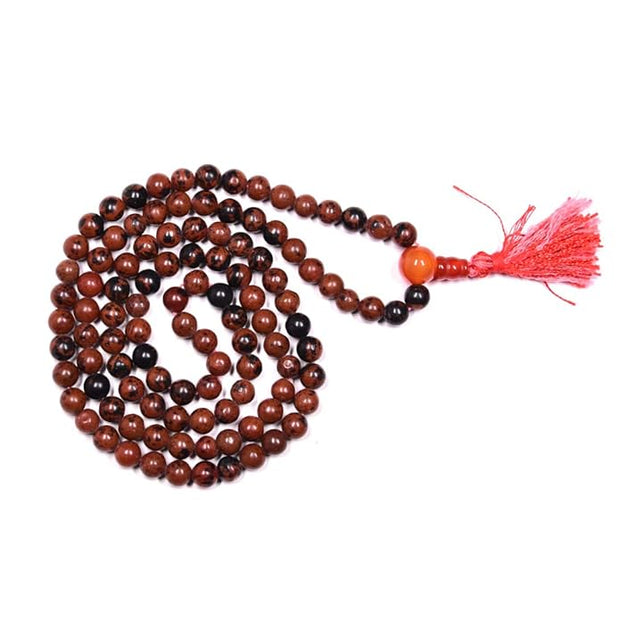 Red Obsidian 108 Beads Protection Mala - Meditation & Prayer Jewelry with