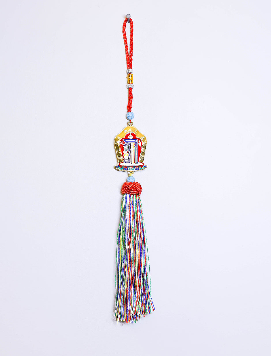 Tibetan Kalachakra Tenfold Powerful Symbol Hanging – Feng Shui Amulet for Protection, Good Luck, and Obstacle Removal – Traditional Wall & Car Decor