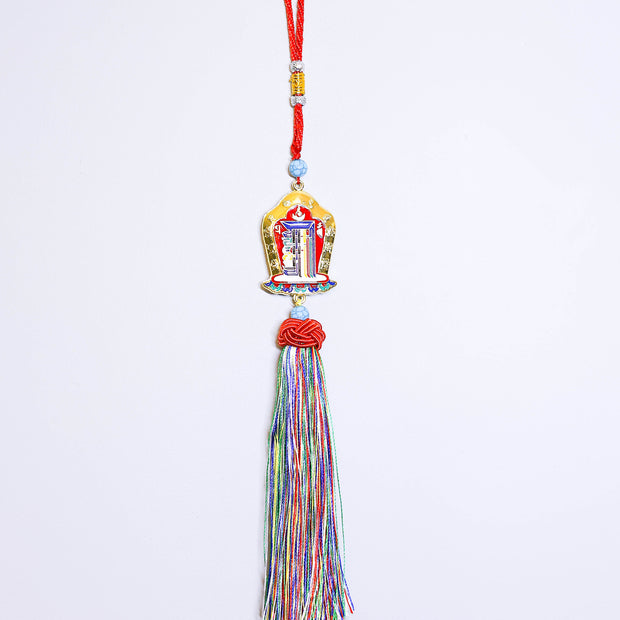 Tibetan Kalachakra Tenfold Powerful Symbol Hanging – Feng Shui Amulet for Protection, Good Luck, and Obstacle Removal – Traditional Wall & Car Decor