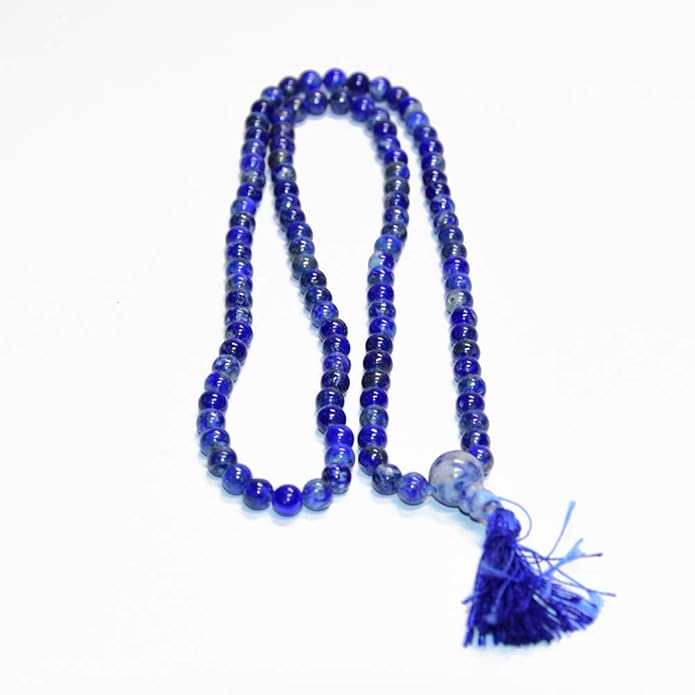 Lapis Lazuli Prayer Beads Mala Necklace – Handcrafted Spiritual Meditation Jewelry
